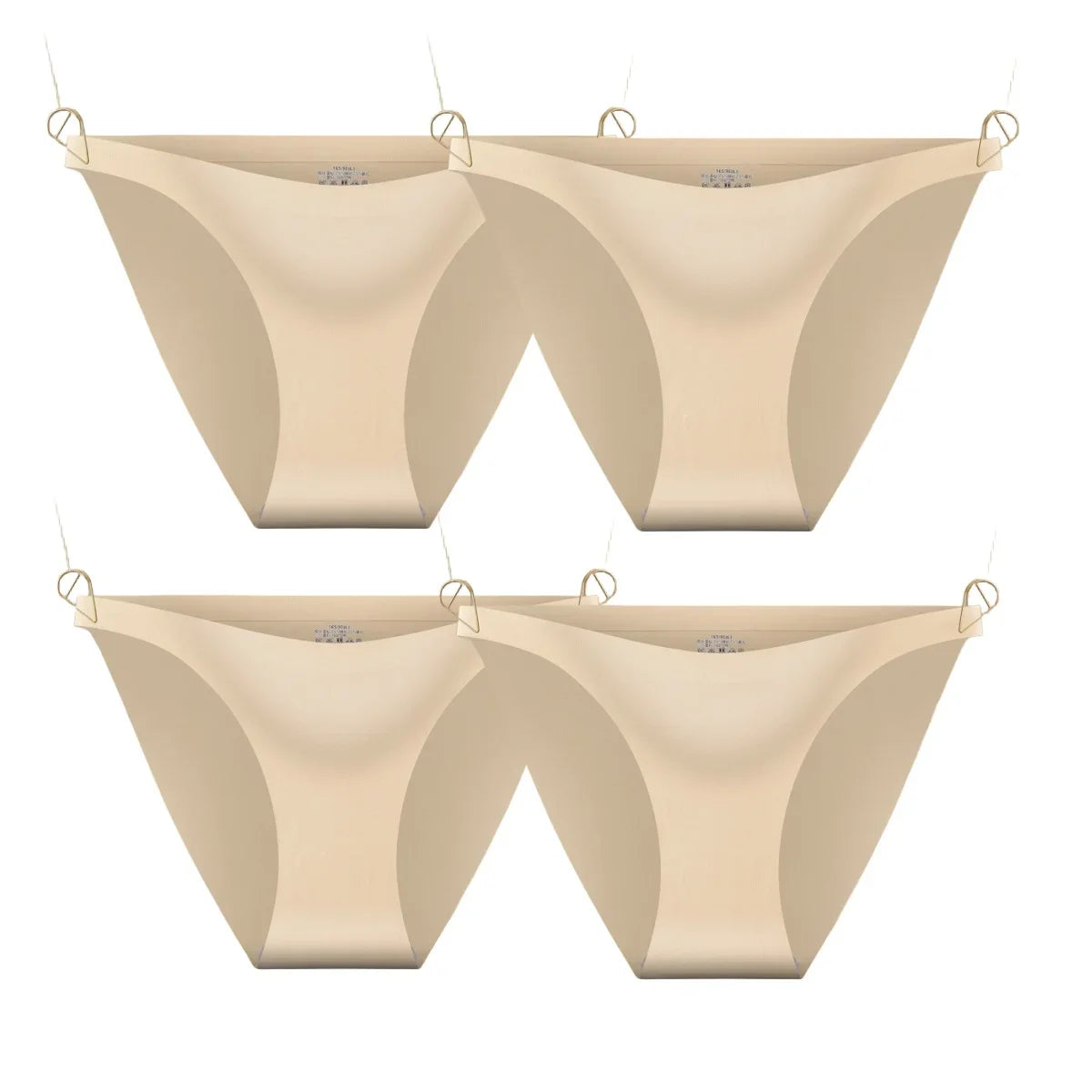 4Pcs/Set Ice Silk Bikini Panties Women Sexy Briefs Low Rise Underwear Seamless Underpants Solid Color Ultra-thin Lingerie M-XL