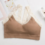 Women Lace Bra Comfort Top Seamless Underwear Removable Pads Female Wireless Bralette Ladies Sexy Lace Trim Lingerie