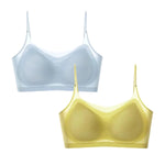 2Pcs/Set Seamless Bras For Women Padded Bra Sexy Lingerie Comfy Solid Color Tube Top Thin Straps U-Back Underwear M-4XL