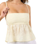 Women's Summer Fashion Slim Camisole Floral Jacquard Spaghetti Strap Back Cutout Tank Tops Streetwear
