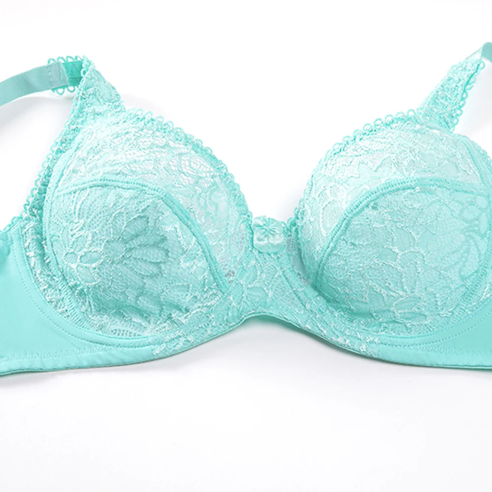 Lager Bosom Lace Perspective Bra For Womens Sexy Lingerie Underwire Embroidery FloralBralette Plus Size Brassiere Top