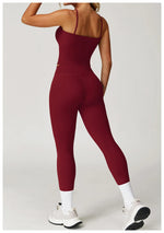 Yoga Shorts Set Women Sports Tank Top with Tight Fitting High Waist Pants Fitness Suit Summer Running Exercise Workout Clothes