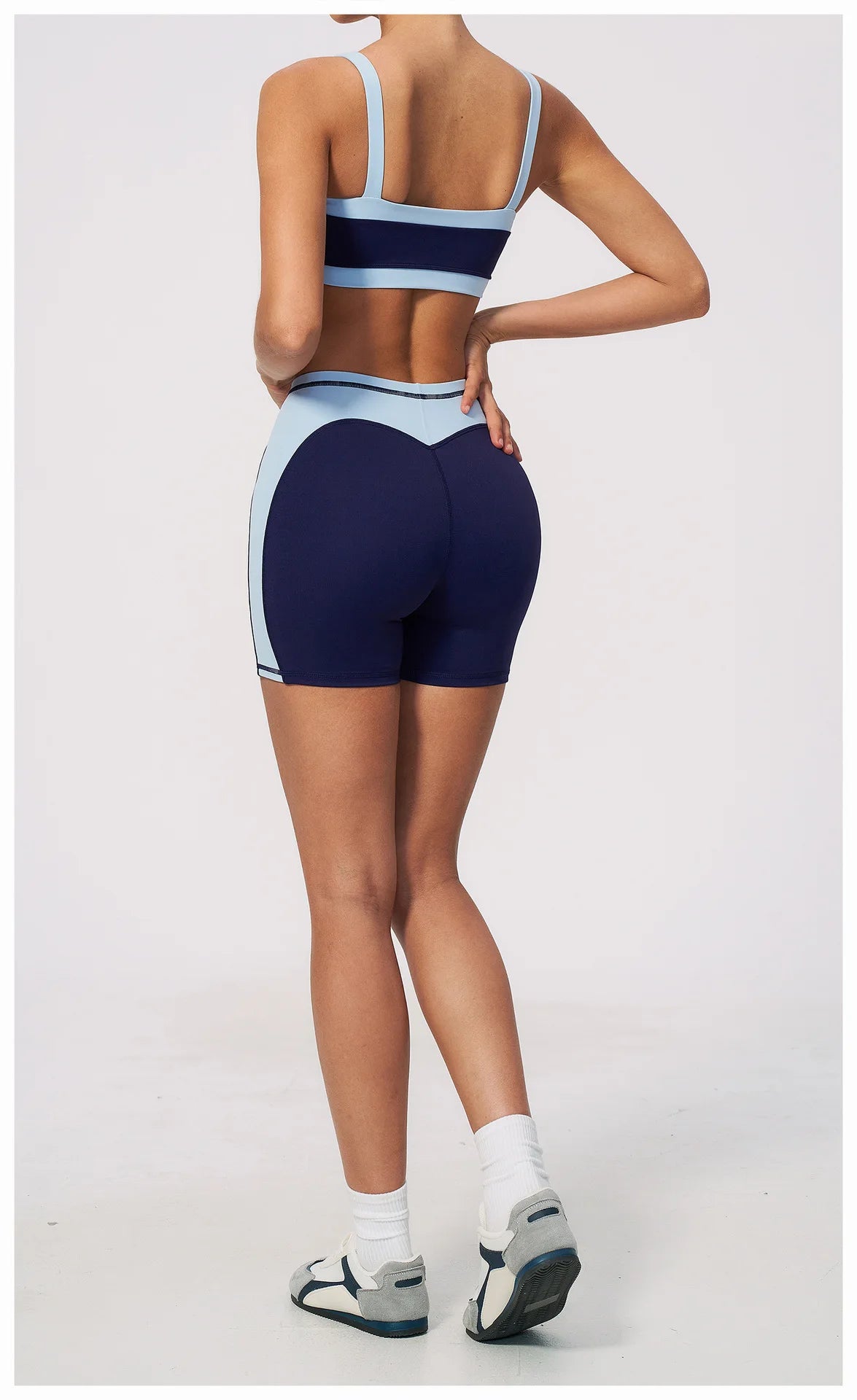 Summer Color Blocking Yoga Suit Women Shockproof Slim Sports Bra High Waist Hip Lift Shorts Gym Running Fitness Sets Tracksuit