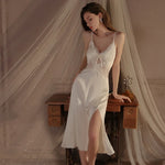 Robe Set Side Slit Sexy Pajamas for Women Lingеrie Long Night Dress Woman Lencerias Nightgowns Nuisette Sexy De Nuit Sleepwear