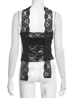 FDYOUI Woman Clothes Summer Bandage Lace Corset T-shirt 2026 Sexy Off Shoulder See-through Crop Tops Evening Party Top Black
