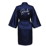 Wedding Party Team Bride Robe With Black Letters Kimono Satin Pajamas Bridesmaid Bathrobe SP004