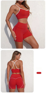 Women's Yoga Sets Sports Fitness Cross Beauty Back Bra Slim Fit Hip-Lifting Shorts Suits Running Workout Gym Training Sets