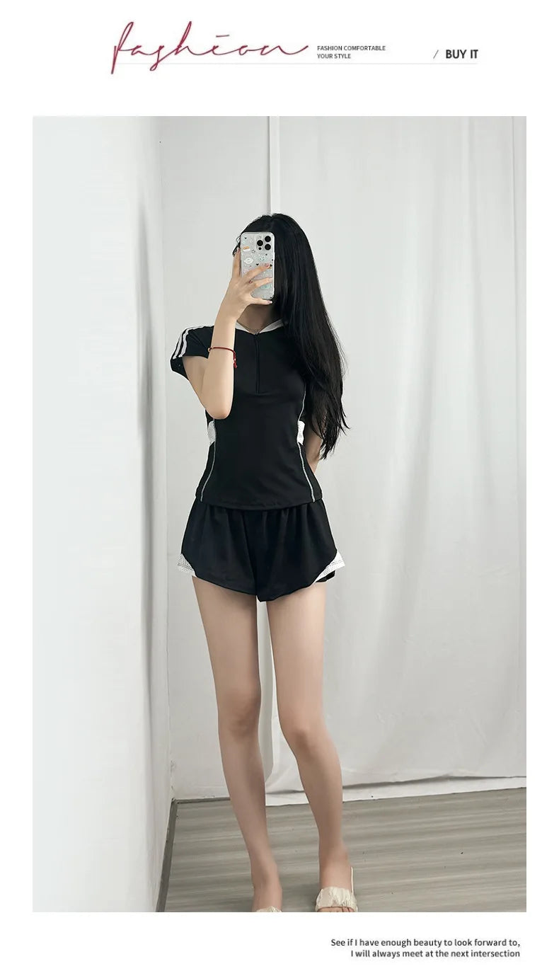 Ladies' Plus Size Swimsuit, Hot Spring Soaking Swimsuit, New Split Slimming and Abdominal Protection Sports Flat Angle Swimsuit