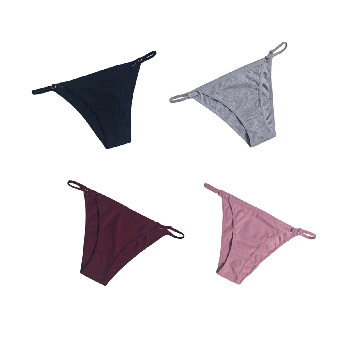 4Pcs/Set Women Cotton Briefs Sexy Brazilian Panties Low-Rise Underwear Adjustable Buckle Female Underpants Comfort Lingerie S-XL