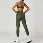 Women's Yoga 2-Piece Hip Lifting Tight Fitting Naked and Beautiful Back Set Outdoor Sports and Leisure Running Fitness Suit