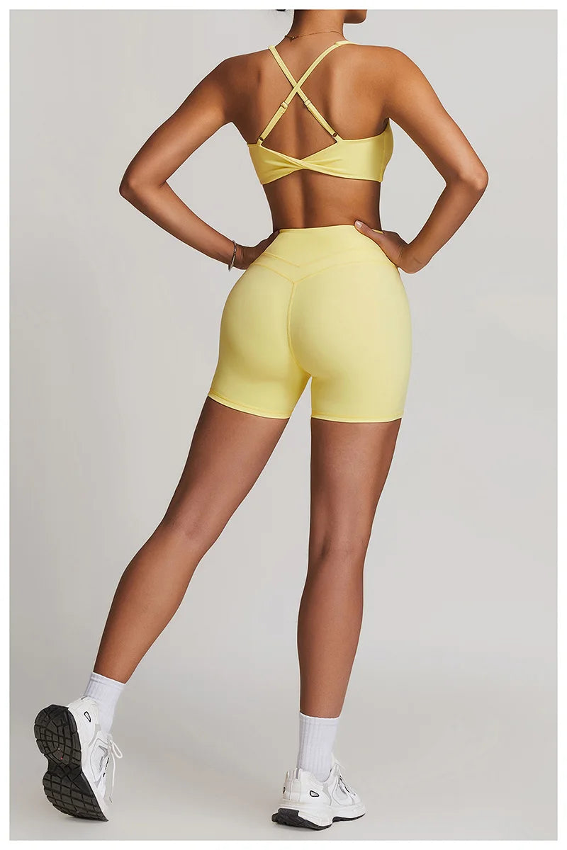 Yoga Set 2PCS Women Tracksuit Nude Feeling Workout Sets Gym Clothes Push Up Fitness Running Sportwear Sport Bra Leggings Suit