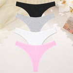 4PCS Women Seamless Thong Cotton Thin Strap Low Waist High Flexibility Panties Sexy Underwear Ladies Briefs T-back Soft Women