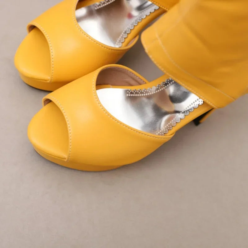 Retro Rome Gladiator Sandals Women Peep Toe Thin High Heels Summer Shoes 2026 Zip Lady Party Nightclub Show Plus Size 43