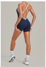 Women's Seamless Yoga Jumpsuits Fitness Sports Gym Hip-lifting Sleeveless One-piece Backless Workout Training Shorts Jumpsuit