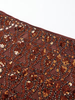 Womens Summer Sequined Mini Skirt Slim Fit Stylish Beaded Geometric Pattern Low Rise Short Skirts