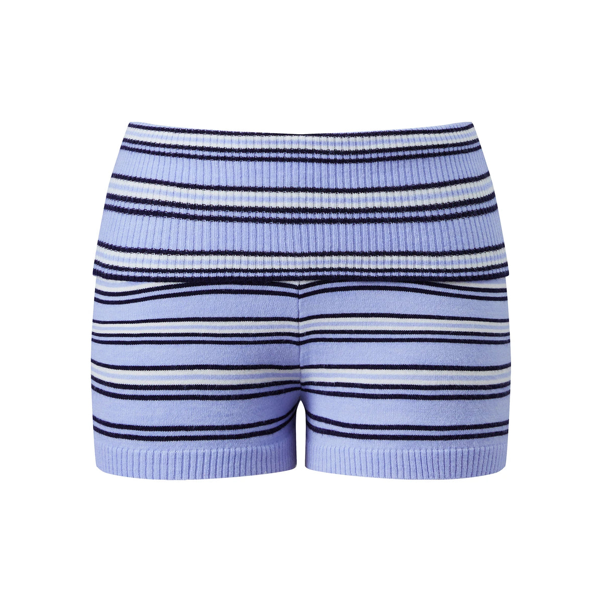 Women Knit Shorts Fold-Over Waist Elastic Comfy Striped Casual Shorts Pants Summer Fall Fashion Bohemian Short Pants