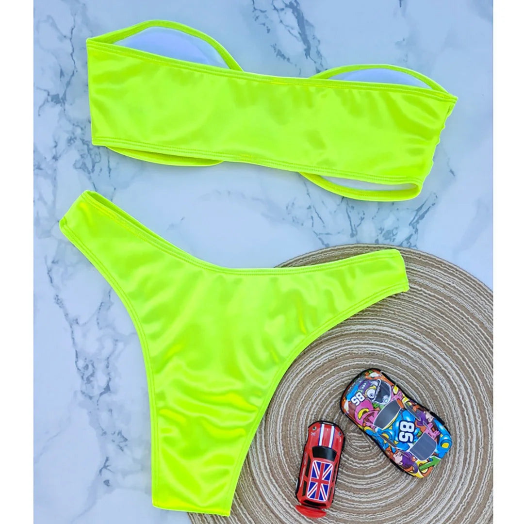 13 Color 2026 New Sexy Bandeau Bikini Women Swimwear Female Swimsuit Two-Pieces Bikini Set Padded Bather Bathing Suit Swim V4647
