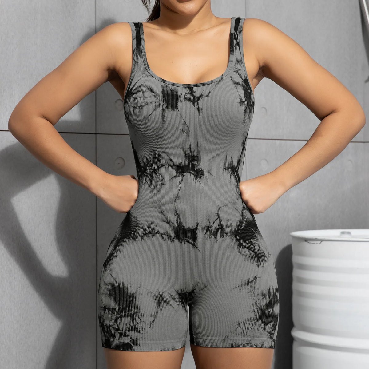 Women Short Sports Jumpsuit Sleeveless Sexy Backless Yoga Clothes Workout Cycling One-piece Suit Outdoor Recreation Bodysuits