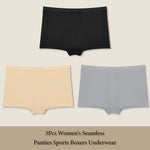 3Pcs Women's Seamless Sports Boxer Underwear Female Solid Color Panties Comfortable Briefs Cozy Lingerie Intimate Underpant S-XL