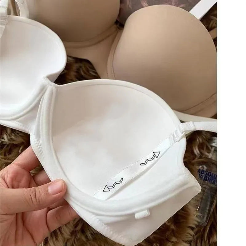 2Pcs/Set Demi Cup Bras For Women Convertible Strapless Bra Low Cut Underwear Comfort Padded Brassiere Sexy Lingerie S-XL