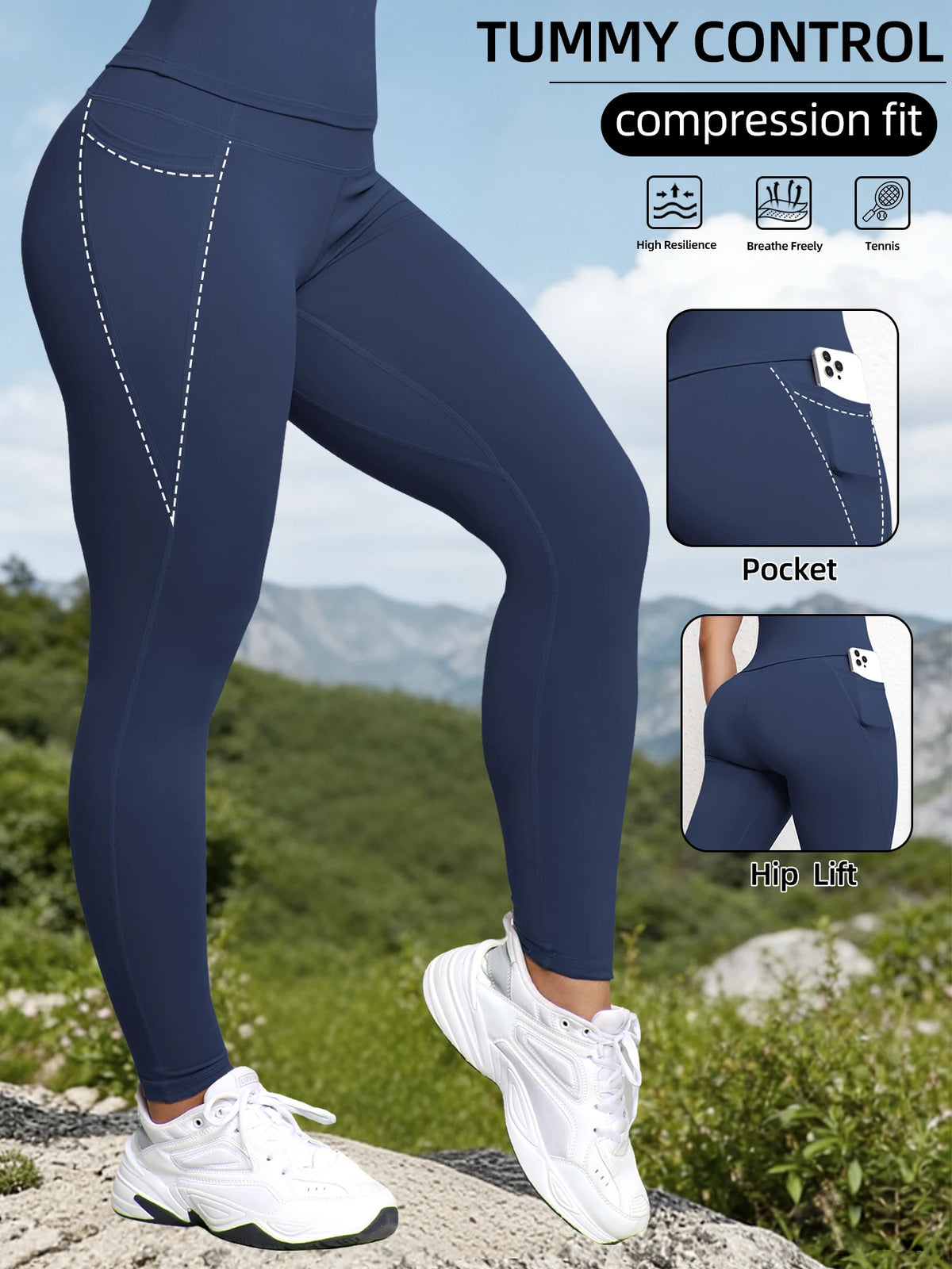 Super Soft Sports Leggings With Pockets For Women High Waisted Workout Yoga Running Push Up Gym Fitness Tight Pants Women's