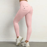Women's Seamless Yoga Leggings Pants Sports Fitness Peach Hip-lifting Workwear Pocket Tight Trousers Workout Gym Leggings