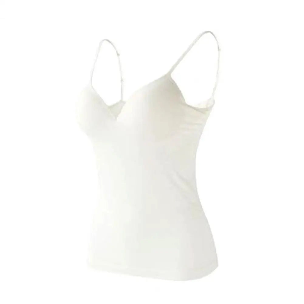 Padded Bra Top Spaghetti Strap V-Neck Sleeveless Quick Drying Slim Fit Sexy Padded Bra Top Bottoming Underwear for Women