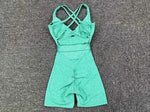 Adjustable double straps Open backV shape back design Scrunch butt No front seam Flatlock InseamRemovable pads BODYSUIT