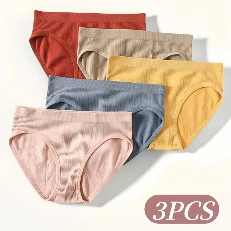 3Pcs/Set Seamless Classic Briefs Women Low Waist Panties Female Underpants Sexy Lingerie Sports Full Coverage Panty Underwear