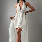 S - XL New Sexy Halter Deep V Neck Backless Tunic Beach Cover Up Cover-ups Beach Dress Beach Wear Beachwear Female Women K5213
