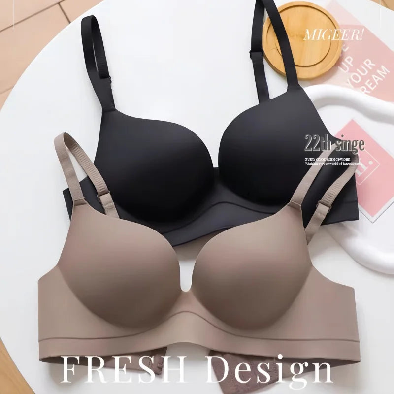 Small Chest Push-Up Bras Women Seamless Underwear Gathered Non-wire Sexy Lingerie Comfort 3/4 Cup Bra Solid Color Brassiere