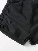 Sexy Drawstring Bikini Set 2026 Women Green Black Short Sleeve Two Piece Swimsuit Summer Bathing Suit Pleate High Waist Swimwear