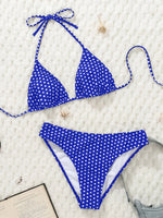 New Dot Print Bikini Set Retro High Waisted Swimsuit Women Adjustable String Tie Two Piece Bathing Suit for Beach