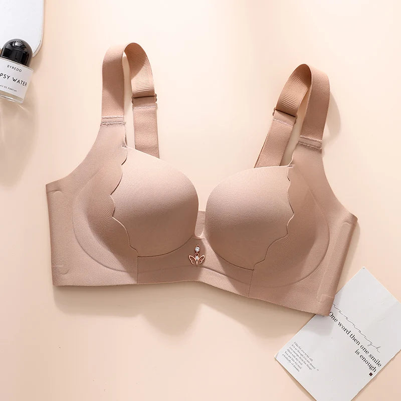 Plus Size Bra Sexy Lingerie Thick Cup Bras for Women Solid Padded Underwear Push Up Brassiere Femme Wireless Bra invisible bra