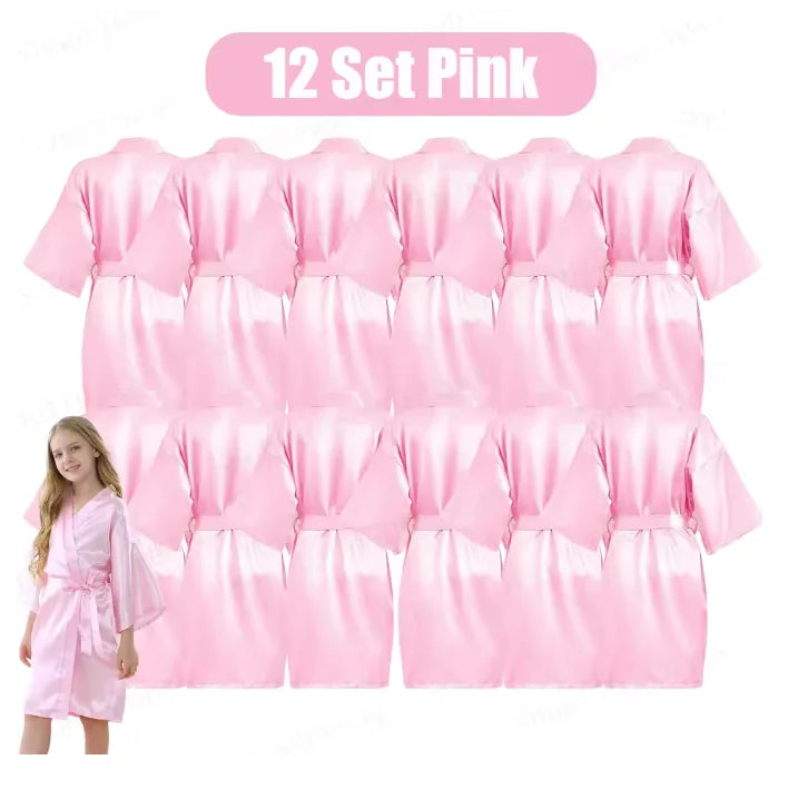 6-15Pcs Multicolors Spa Robes for Girls Spa Birthday Kimono for Girls Soft Silk Satin Slumber Sleepover Pyjama Party Supplies