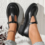 Vinatge T-Strap Med Heels Mary Jane Shoes Women Korean Buckle Strap Pu Leather Pumps Woman British Style Platfrom Student Shoes
