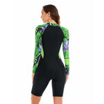 2023 New One Piece Swimsuit Women Floral Long Sleeve Swimwear Zipper Surfing Monokini Push Up Body Suit Beachwear Bathing Suit
