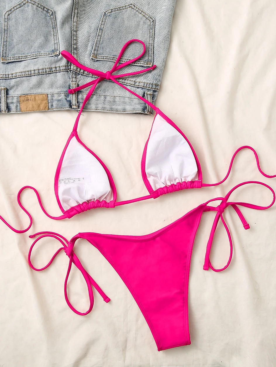 Sexy Micro Bikini 2025 Criss Cross Swimwear Bandage Woman Swimsuit Female Thong Bikinis Set 2 Piece Women Bathing Suit Beachwear