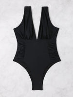 2026 V Neck Solid Bodysuit One Piece Swimsuit Sexy Swimwear Women Bathing Suit Female Swimming Summer Beachwear Bodysuit