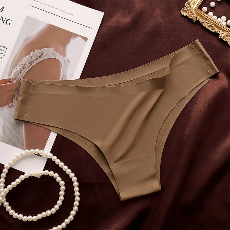 1Pc Women Ice Silk Brazilian Panties Seamless Low Waist Briefs Comfort Soft Cool Smooth Underwear Sexy Lingerie M-XL
