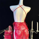 Women Lingerie Lace Underwear Transparent Erotic Costumes Red Split Sexy Dress For Sex Lady Sleepwear Plus Size Nightdress