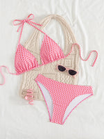 New Dot Print Bikini Set Retro High Waisted Swimsuit Women Adjustable String Tie Two Piece Bathing Suit for Beach
