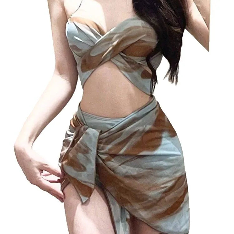 New Fashionable Plus Size Multi Piece Set Split Swimsuit for Women CoveringBellySlimming Down Hot Spring Vacation Swimsuit