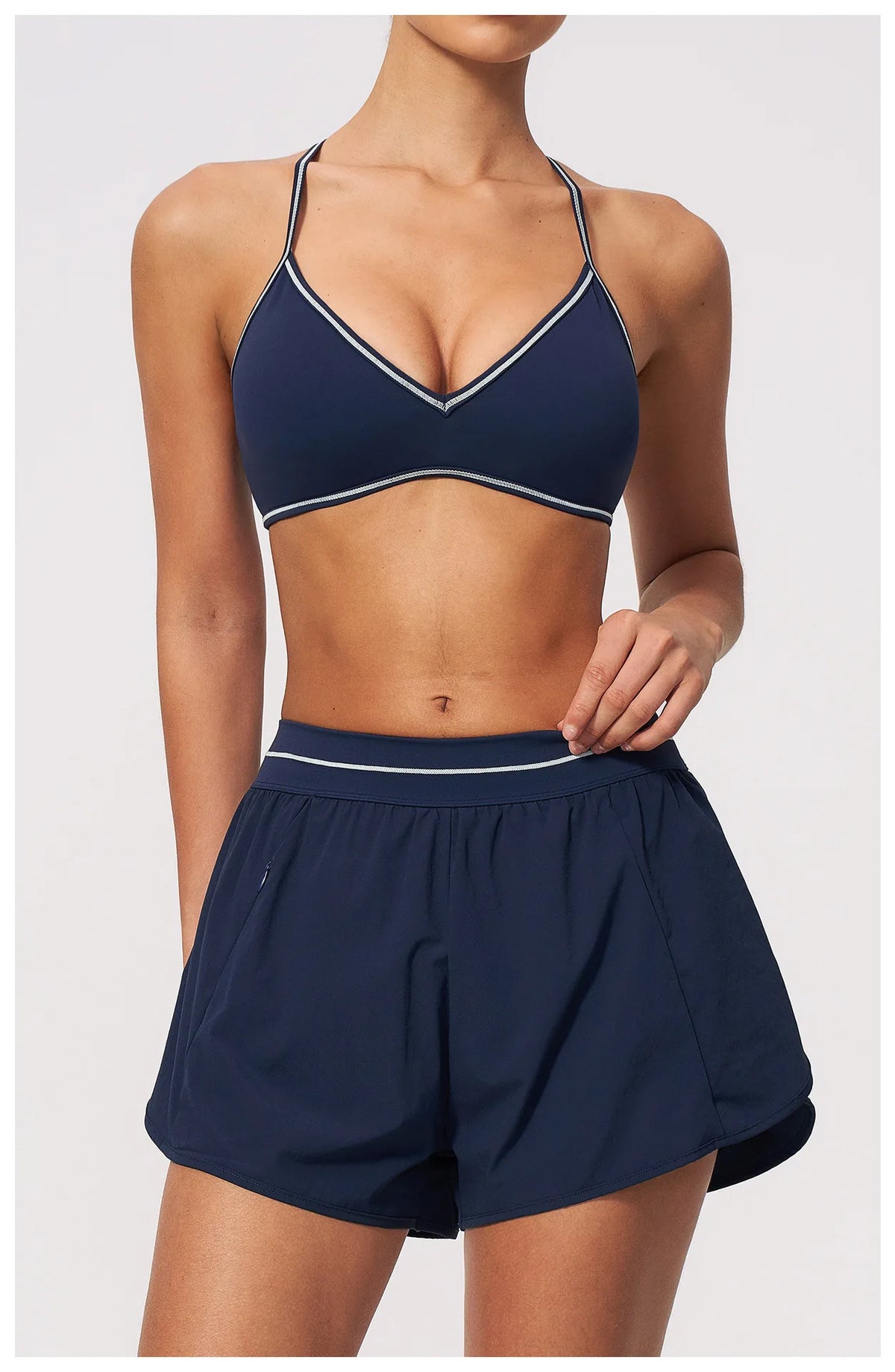 New Brushed Sports Shorts Women High Waist Fake Two Pieces of Anti Glare Shorts Leggings Casual Loose Pocket Fitness Sportwear