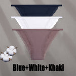 3PCS Women‘s Cotton Lace Panties Low Waist Briefs Comfortable Underwear Ladies Solid Color Underpants Girls Breathable Panty New
