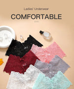 Women's Briefs Sexy Lace Mesh Panties Perspective Underwear Low Waist Solid Color Briefs Breathable Intimates Female Lingerie