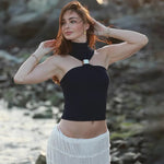 FDYOUI 2026 Summer Halter Neck Off Shoulder Corset High Street Women Sexy Sleeveless Crop Top Hollow Out Slim Tank Tops Clubwear