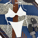 Wrinkled Strappy Underwired Bra Cup Bikini Female Swimsuit Women Swimwear Two-pieces Bikini set Bather Bathing Suit Swim K3097