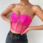 Phantasy Sexy Lace See through Crop Top Women Fashion Floral Embroidery Black Tank Top Night club Dress up 2026 Summer Outfit