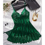 Women Sexy Lingerie Set See-through Deep V Slip Dress Thong Elegant Comfortable. Bow Design Sexy Lace Red Bra Panty Pijamas Set